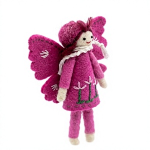 Handmade Eco-Friendly Pink Certified Wool <b>Fairy</b> <b>Ornament</b> Set Butterfly Shape Wall Hanging Christmas Decoration Traditional Style - Product Image 3