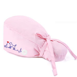 Casquette chirurgicale coton Polyester brodé chiot porte-queue de cheval coloré respirant avec bouton réglable pour le personnel médical - Product Image 4