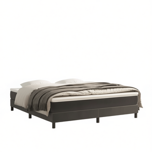 Up-Holstered Bed <b>Frame</b> Dark <b>Grey</b> Velvet Plywood Modern Soft Bed Bedroom Furniture - Product Image 1