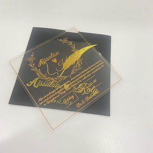 Invitations de luxe en acrylique brillant de taille personnalisée, <span class=keywords><strong>carte</strong></span> <span class=keywords><strong>d</strong></span>'<span class=keywords><strong>invitation</strong></span> de mariage avec enveloppe noire - Product Image 5