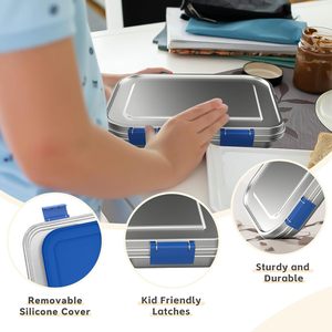 Lonchera Bento de Acero Inoxidable 304 con 3 Compartimentos, Hermética y Libre de BPA, para Niños, Escuela y Oficina - Product Image 5