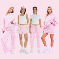 Ensemble sweat-shirt à capuche et jogger personnalisé pour femmes ensemble pantalon de survêtement et sweat à capuche rose éponge surdimensionné pour femmes