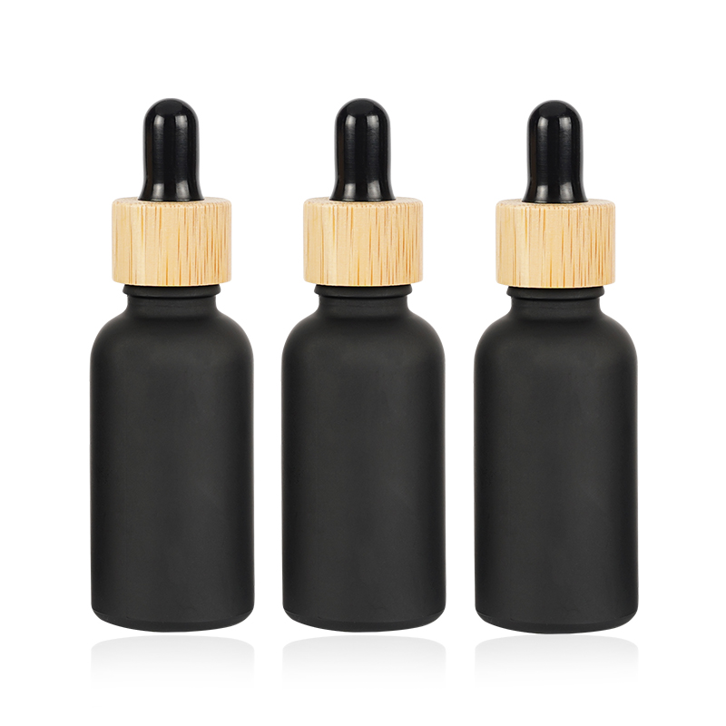 Various Sizes 5ml 10ml 15ml 20ml 30ml 50ml 100ml Empty Essential Oil Matte Black Frosted Glass Dropper Bottle