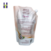 Pochette d'emballage personnalisée en plastique multicouche avec bec verseur pour savon liquide, impression hélio sur mesure, logo personnalisé