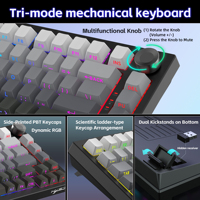 Nouvel Arrivage Clavier Mécanique Sans Fil Gaming HXSJ X81 75% 3 Modes, Keycaps PBT, Rétroéclairage RGB, Rechargeable 8000mAh pour Ordinateur Portable et Jeux