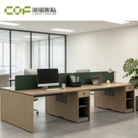 Poste de travail double avec compartiment de rangement pour ordinateur de bureau, cloison de bureau ergonomique en MDF, moderne et résistant à l'eau, pour 3 à 5 personnes