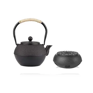 Tetera de hierro fundido duradera, calentador negro, japonés