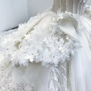Robe de mariée Jancember Wm014, robe de bal modeste à fleurs, bretelles spaghetti, paillettes - Product Image 4
