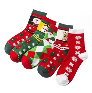 Vente en gros de chaussettes de Noël pour femmes Chaussettes personnalisées en vrac pour femmes calcetines de mujer