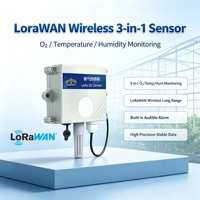 Capteur sans fil LoRaWAN 3-en-1 O2, température et humidité, avec alarme sonore pour la surveillance IoT des serres agricoles