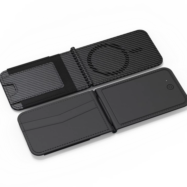 Find My GPS Tracker Locator Leather Wallet with Wireless Charging Function Anti Lost Voice Reminder