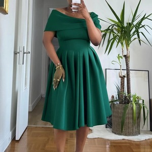 Vestido de Fiesta Plisado Maxi de Verano para Mujer D622, con Hombros Descubiertos, Sexy, de Cintura Alta, Corte A, Efecto Ilusión, para Oficina y Eventos Formales - Product Image 2