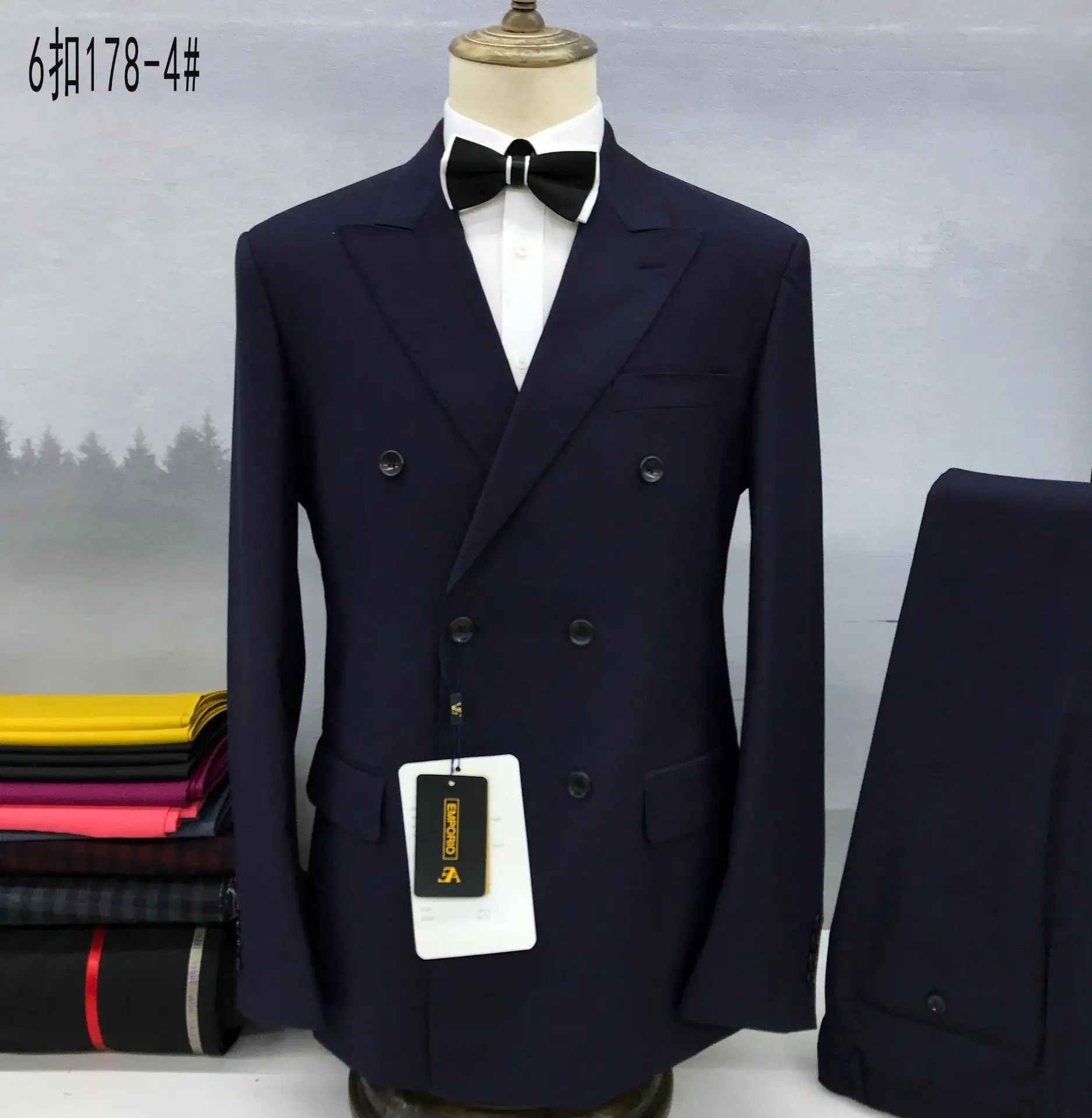 2022 Black Double-Breasted Men'S Business Suit Autumn High-Quality Striped Suit Fashion Trend Mens Wedding Suit