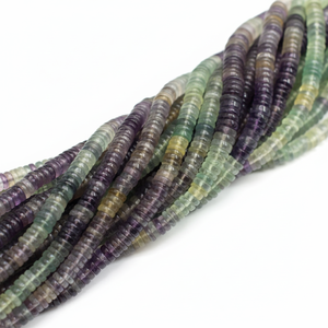 Perles de pierres précieuses multi fluorite véritables Perles rondelles de forme ronde Perles de pierres précieuses de guérison de qualité supérieure Collier multi fluorite - Product Image 1