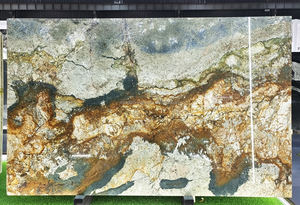 Carreaux brésiliens de dalle de quartzite de granit Barricato vert doré Carpe <span class=keywords><strong>Diem</strong></span> polis pour les comptoirs de cuisine de Villa Shangri La Blue - Product Image 2