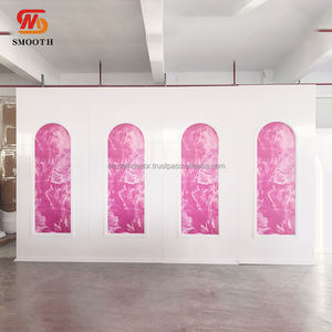 ฉากหลังตกแต่งเวทีโค้งสีชมพูเรียบหรูหราฉากหลังแต่งงานทำจากพีวีซี3D - Product Image 1