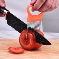 Roestvrijstalen uienhouder, snijhulp voor voedsel, multicolor groente- en fruitsnijder, snijhulp voor de keuken