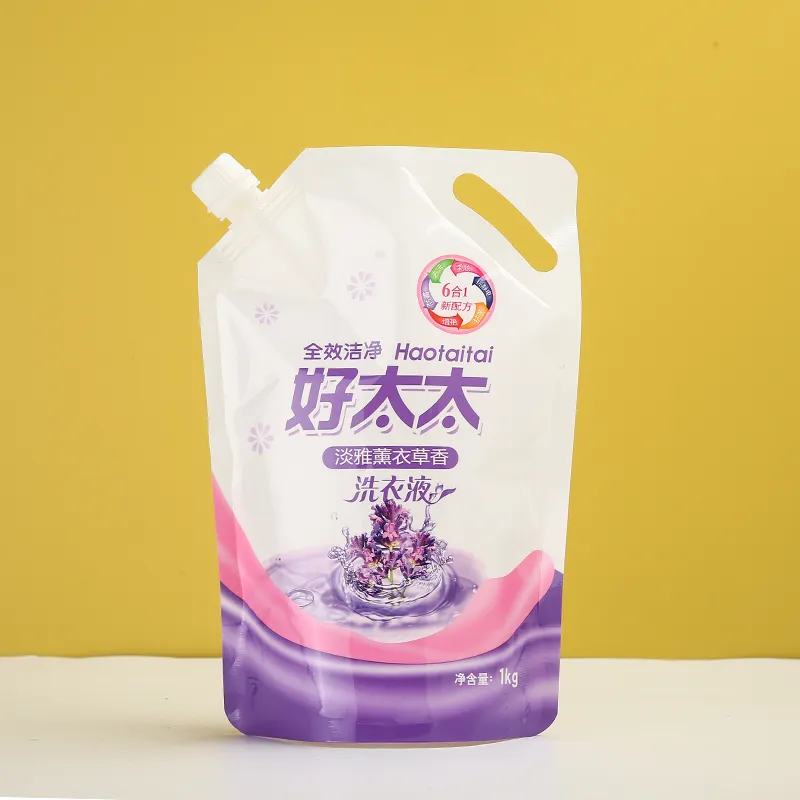 Kustom Dicetak Jelly Jus Minuman Keras Air Berdiri Mini Die Cut Paket Isi Ulang Cairan Kantong Plastik Berdiri Kantong Cerat