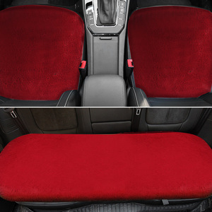 Coussins de siège de voiture en peluche, ensemble complet, chauffants, confortables, épais, rouges, 3 pièces - Product Image 1