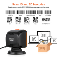 Pemindai Barcode LED QR Omnidirectional Luckydoor Factory Wired USB Linux/Android/Windows untuk Supermarket, Desktop, 1D 2D, Stok