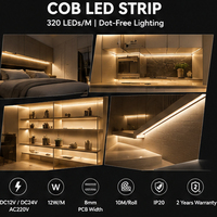 Bande LED COB 12V 480 LED 6000k CRI90 8mm IP20 Bande LED flexible Certifiée CE RoHS