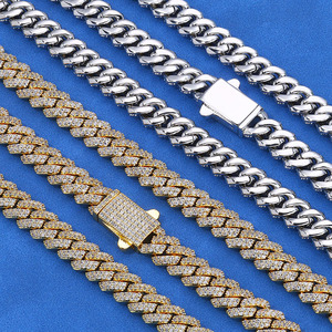 Cadena Cubana Hip Hop Personalizada con Moissanita, Plata de Ley 925, Baño de Oro de 18K, Collar Miami Link con Engaste de Bisel, Joyería Personalizada - Product Image 2