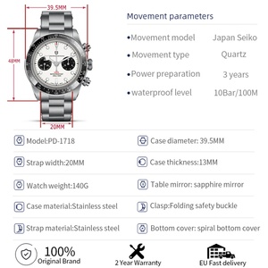 Reloj de Pulsera de Cuarzo Cronógrafo de Lujo para Hombre PAGANI Design 1718, 100M Resistente al Agua, Deportivo, con Movimiento Japonés VK63 - Product Image 2