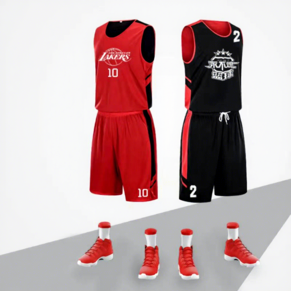 Red and black double-sided wear