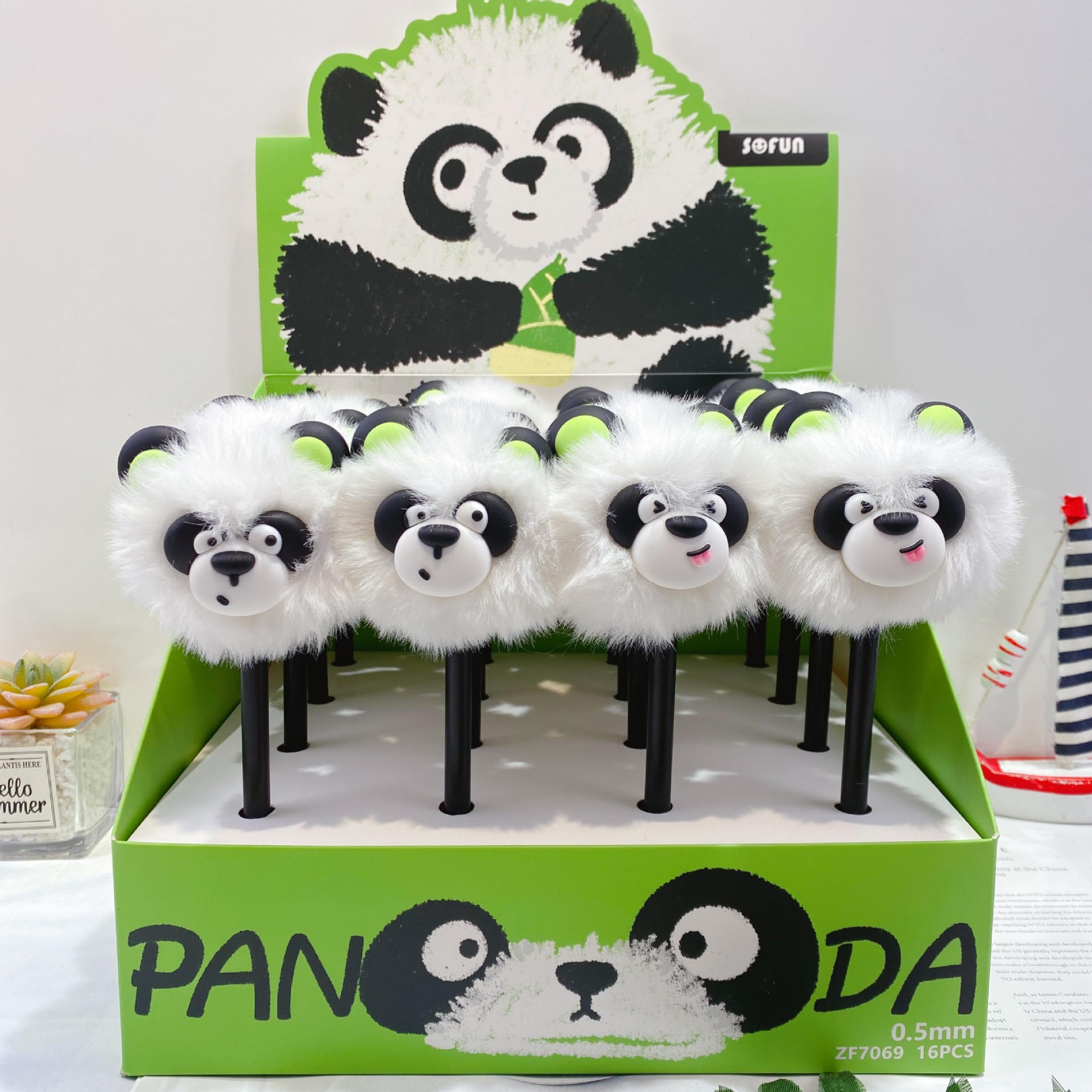 0,5 mm - 7069 penna gel con bambola di peluche panda gigante