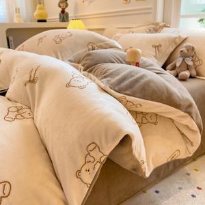 Juego de Ropa de Cama <span class=keywords><strong>Infantil</strong></span> de Terciopelo con Diseño de Dibujos Animados, 4 Piezas, Agradable al Tacto, con Estampado de Osos y Tigres - Product Image 5