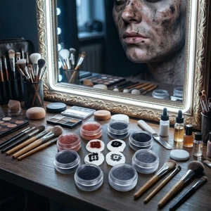 Maquillaje <span class=keywords><strong>de</strong></span> Calavera <span class=keywords><strong>de</strong></span> Azúcar Catrina para el Día <span class=keywords><strong>de</strong></span> los Muertos, Sellador <span class=keywords><strong>de</strong></span> Pintura Facial Profesional SFX a Prueba <span class=keywords><strong>de</strong></span> Manchas, Polvo <span class=keywords><strong>de</strong></span> Acabado Translúcido - Product Image 2