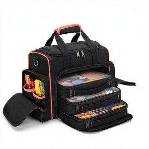 OEM Adjustable Strap 300 lb Capacity <b>Bag</b> 3 Removable Cases 2 Layers Water Resistant <b>Tool</b> <b>Tote</b> for Hand <b>Tools</b> Black Red Binding - Product Image 1