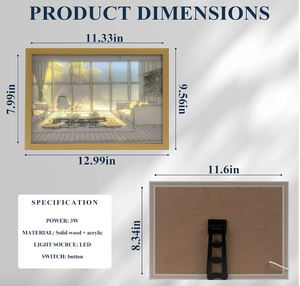 Cadre en bois avec LED brillant changement lumière soleil ombre cadre <span class=keywords><strong>photo</strong></span> pour salon mur art - Product Image 3