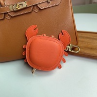Nouvelle mini pochette porte-monnaie en cuir en forme de crabe mignon, étui à écouteurs zippé, porte-clés, breloque de sac pour femmes et enfants, pendentif animal, pochette décorative