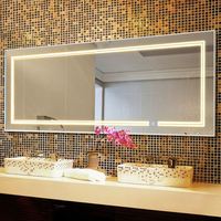 Miroir mural sur pied intelligent à LED avec cadre en aluminium, design moderne et écologique, idéal pour chambre d'hôtel et salon