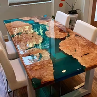 Table de salle à manger, de café, de conférence ou de bureau en bois de noyer avec dessus en bois massif, design rivière en résine époxy, colle AB et résine époxy transparente comme du cristal