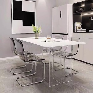 Hiện Đại Đơn Giản Hình Chữ Nhật Bàn Ăn Trong Suốt Hệ Thống Treo Cảm Giác <span class=keywords><strong>Acrylic</strong></span> Rock Tấm Tre Cho Phòng Ăn Nhỏ Đồ Nội Thất - Product Image 1