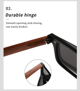 2026 Trendy glasses Square All-in-One Sunglasses Wooden Bamboo Polarized Sunglasses for <b>Men</b> - Product Image 3
