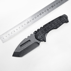 Tùy chỉnh màu đen Stonewash D2 Blade G10 Survival chiến thuật săn bắn dao gấp dao với khung khóa - Product Image 6
