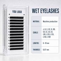 Cils Wet Look professionnels pour greffe en rangs serrés, ultra-doux, à racines brillantes et non-épaissies, spécial salon, haute qualité