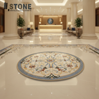 Marmor-Wasserstrahl-Produktion: Wunderschönes Marmormedaillon für Bodenbeläge, hergestellt von Marble Carpet Footcloth Foshan