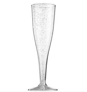 5oz/6oz PS Disposable Flutes Silver Gold Glitter <strong>Wine</strong> <strong>Glass</strong> <strong>Plastic</strong> for Champagne Flutes for Parties/Wedding Biodegradable PP - Product Image 4