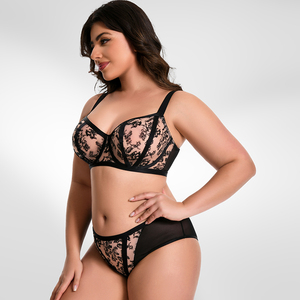Nouvel ensemble de lingerie respirant en maille push-up grande taille, ensemble soutien-gorge deux pièces pour femmes, vente en gros - Product Image 2