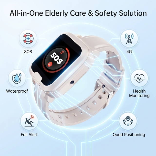 4G Smart Fall Alarm Emergency Watch Smart GPS Trackers and Locators with Medicine Reminder and Sos Emergency Call Button