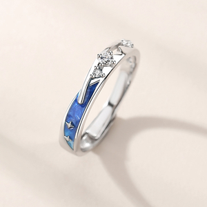 Anello di coppia romantica di moda 925 anello di meteorite in zirconio cubico in argento Sterling - Product Image 2