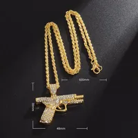 Bling glacé hommes mitraillette pendentif collier Cool Hip Hop Rock Punk Style rue fête bijoux cadeau en alliage