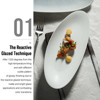 Platos de Cena Creativos de Alta Calidad para Restaurantes y Hoteles, Platos de Cerámica Blanca Reactiva Irregular con Diseño Único de Hoja de Pescado para Catering
