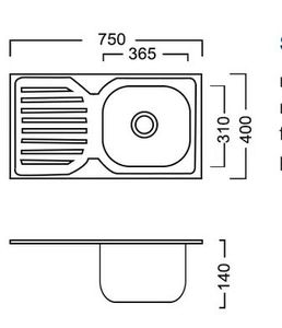 Lavello da Cucina Industriale Fatto a Mano in Acciaio Inox Quadrato a Vasca Singola con Superficie Spazzolata Garanzia di 2 Anni Rubinetto Incluso - Product Image 4