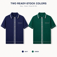 Kemeja Rajut Pria 100 Persen Viscose Ice Cool Silk Kerah Kuba Kancing Depan Lengan Pendek Cardigan Rajut Dengan Saku Dada