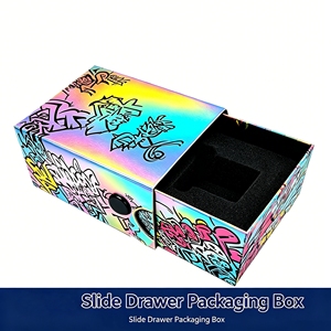 Custom CR Slide Drawer Packaging Cardboard Box 1 Gram Laser Silver Paper Packaging <b>Boxes</b> <b>Empty</b> 3ml Vial Box with EVA Insert - Product Image 1